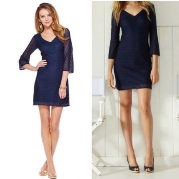 Lilly Pulitzer Dresses & Skirts - Lilly pulitzer Aldon Tunic Lace Dress In Navy S